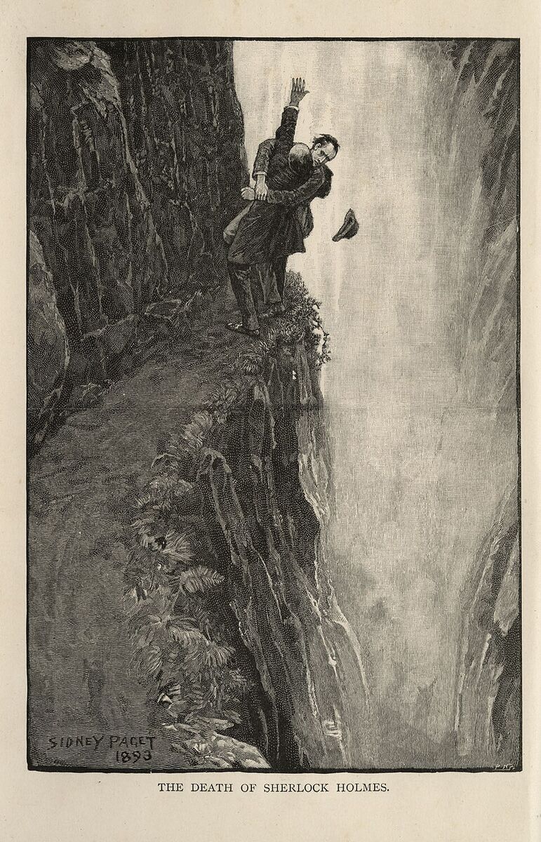 Sherlock Holmes and Professor Moriarty at the Reichenbach Falls